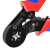 A close-up view of a black Lion Rage HSC8 6-4A crimping tool with a red handle and a wire stripper feature.