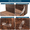 Supports d'angle en acier inoxydable pour étagères, renforçant les joints à angle droit et reliant les planches de bois.