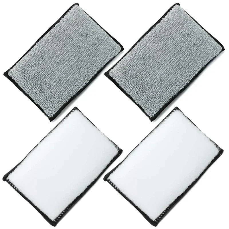 A set of two dual-sided microfiber detailing sponges, one gray and one white.
