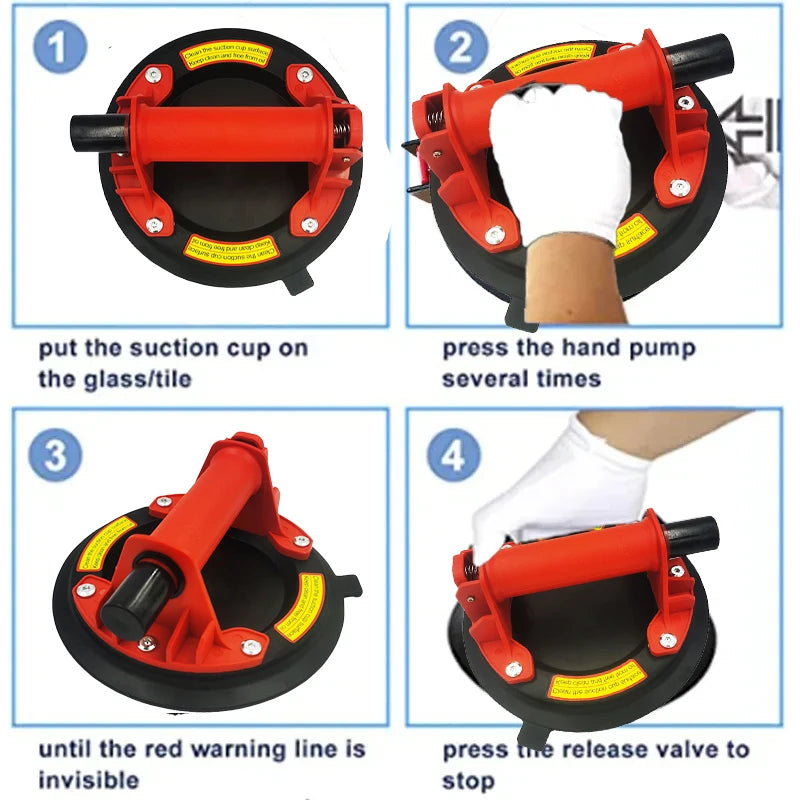Guide en quatre étapes pour utiliser un dispositif de levage à ventouse puissant pour verre et carrelage.