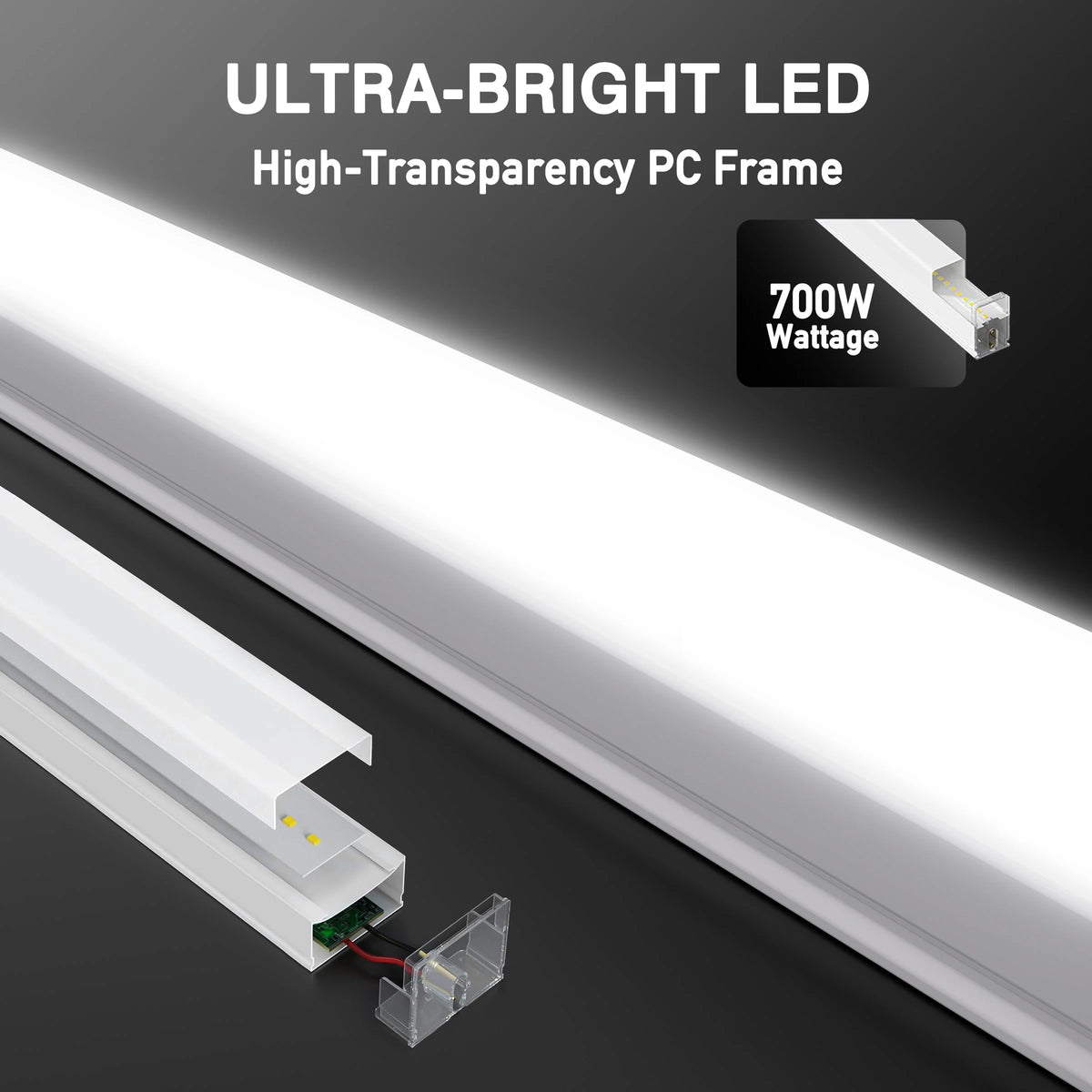 Ultra-bright LED high-transparency PC frame light kit with 700W wattage