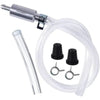 A clear universal brake bleeder kit with a metal fitting and flexible tubing.