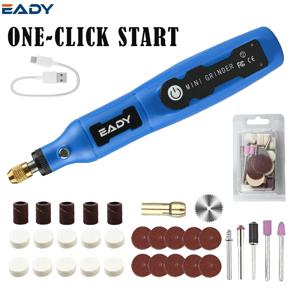 أداة طحن زرقاء mini مع ملحقات وإكسسوارات طحن مختلفة
