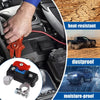 Gros plan d'un interrupteur coupe-circuit batterie double tension rouge installé dans l'habitacle d'un véhicule.