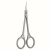 A pair of precision stainless steel cuticle and nail clippers with sharp tips.