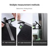 A set of precision stainless steel tools demonstrating various measurement methods including 45, 90 degree angles, and horizo