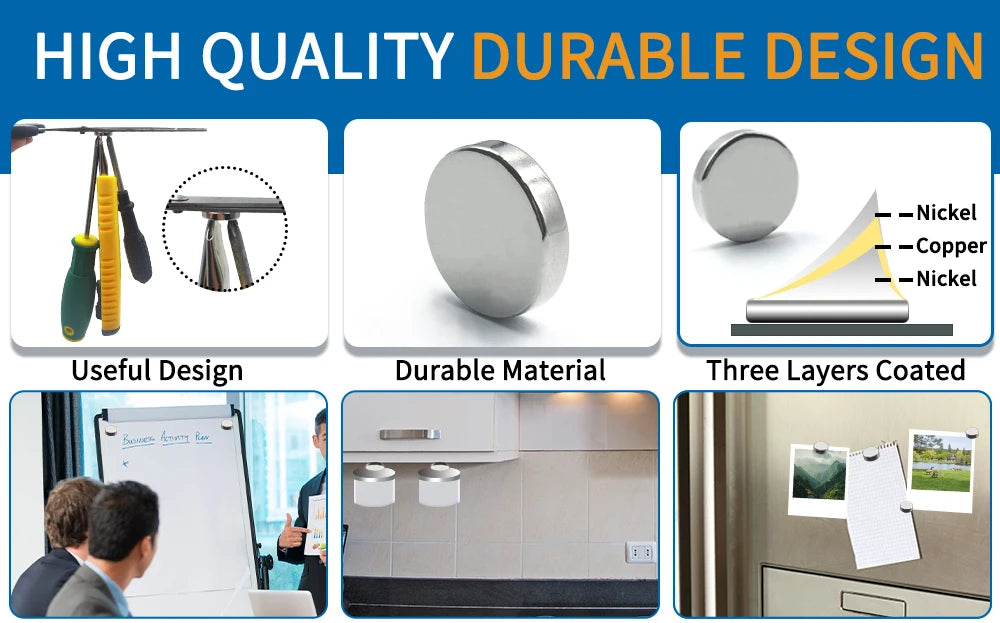 Image showing precision disc countersunk hole magnets with useful design, durable material, and three layers coated.