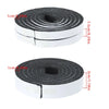 Roll of black self-adhesive foam weather stripping tape with various width options.