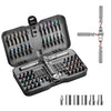 A precision multi-bit screwdriver set with a magnetic ratchet and various screwdriver bits is displayed in an open black case