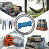 A set of heavy duty retractable rope tensioners and related products including a rope, storage boxes, and safety vests.