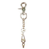 A heavy duty metal glove clip featuring a split ring and a decorative pendant.