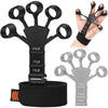 Black silicone finger and wrist strength trainer with various resistance levels