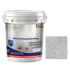 A white plastic container of Epoxy Colored leveling paint with German text and a gray sample slab.