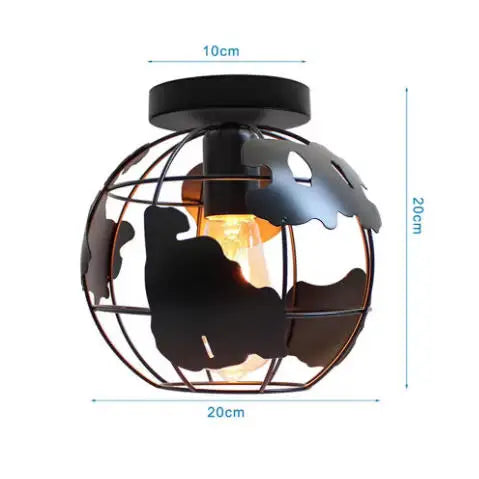 A black crystal LED chandelier lamp with a spherical design and decorative cutouts.