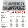 A clear plastic container filled with various metric hex nuts and bolts including M2 to M5 sizes.
