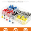 A clear plastic box containing various electrical tube terminal sets and crimp terminals for wire connections.