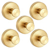 A set of heavy duty stainless steel suction cup shower hooks in a brushed gold finish.