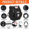 Schwarze robuste Werkzeugtasche mit verstärkten Nieten, Metall-Reißverschluss und rutschfester Konstruktion.