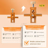 Outil d'aide pour porte de placard 2-en-1 avec différents niveaux et options d'extension pour l'installation.