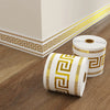Bande décorative autocollante pour mur, motif grec doré sur fond blanc
