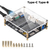 A Type-C to Type-B cable tester and diagnostic tool featuring a circuit board and various connector pins.