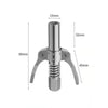 A silver high-pressure grease gun with various measuring dimensions shown.