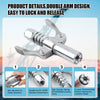 A close-up view of a double arm design grease fitting pump with a silver finish and various components.