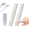 A wireless under cabinet LED light bar and its corresponding remote control are shown.