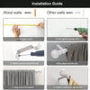 Installation guide showing steps for installing a curtain rod on wood or other walls.