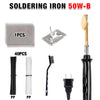 A set of soldering irons including a 50W-B iron, tips, and cleaning tools.