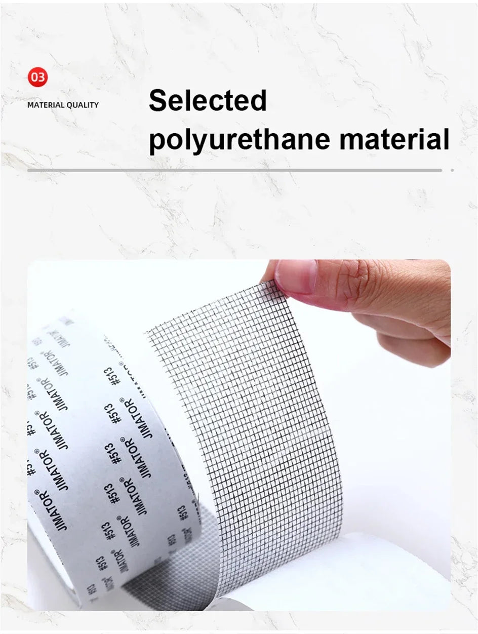 Roll of gray polyurethane material used for window screen repair tape