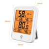 A white portable digital thermometer and hygrometer displaying a temperature of 80.0 degrees Fahrenheit.
