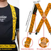 Robuste elastische Hosenträger für Herren mit orangefarbener Musterung und Metallgrößenverstellern