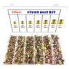 Kit en plastique contenant 165 rondelles de rivet de différentes tailles M3 à M12, organisées par nombre.