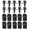A set of black U-type body bolts and clips for auto fastening.