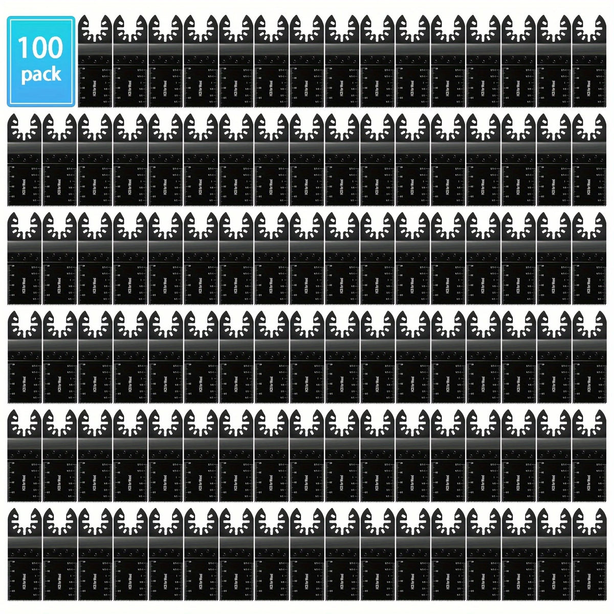Una cuadrícula de 100 cuchillas oscilantes para cortar madera y plástico.