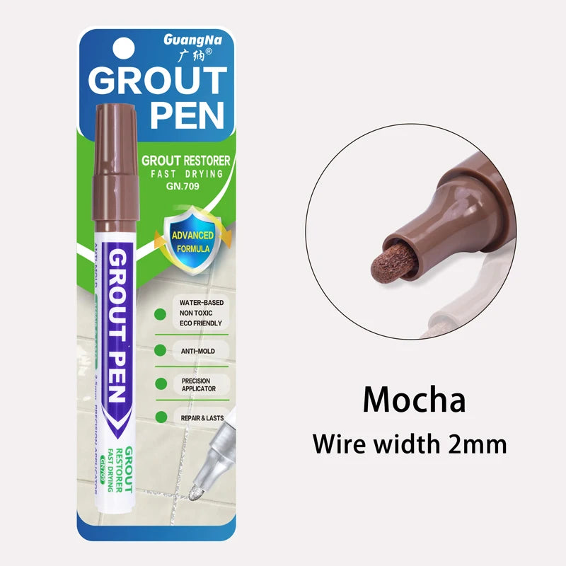 Bouteille de restaurateur de joint en grout Grout Pen dans un tube violet avec un bouchon doré et une pointe d'application, à