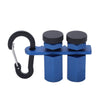 Blue aluminum alloy stair gauge with black handle and thumb screws
