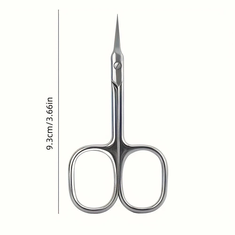 Tijeras de cutícula de acero inoxidable con punta y hojas ovaladas