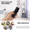 A hand holds a black precision laser measuring tool, demonstrating its easy to use and fast reading feature.
