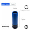 A blue precision drive impact wrench socket with a colorful sleeve, measuring 17mm and 25mm.