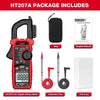 Image showing the HT207A AC Digital Clamp Meter package including a bag, manual, detection pen, and box.