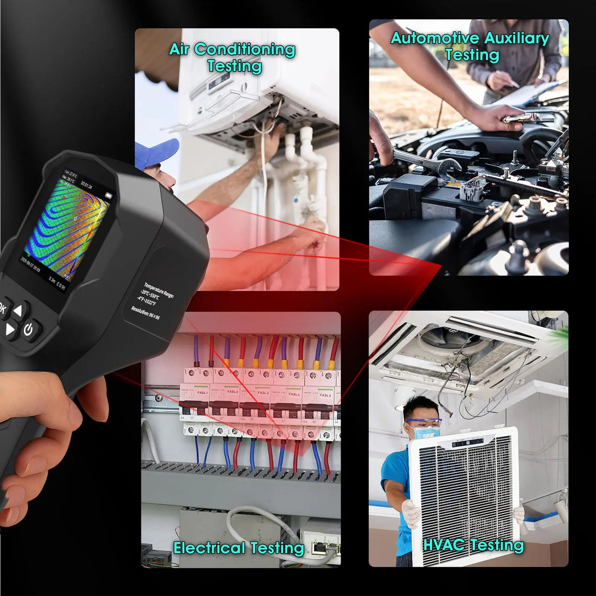 Handgehaltener Infrarthermalkamera für die Prüfung von Klimaanlagen, Automobilen, Elektrik und HLK.