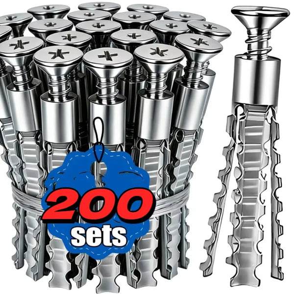 A pile of 200 sets of heavy duty expansion screws for hollow walls