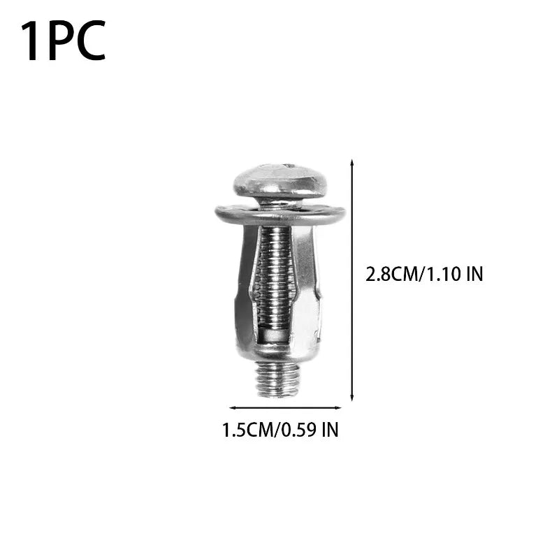 A single stainless steel expansion rivet nut with a threaded shaft, shown in a side view.