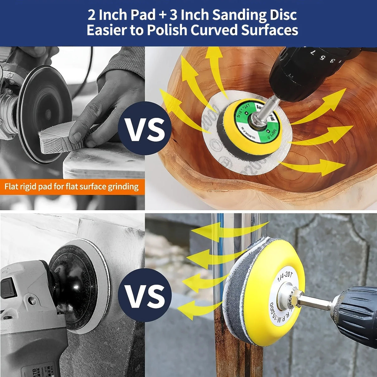 Comparison of a flat rigid pad and a sanding disc for polishing curved surfaces