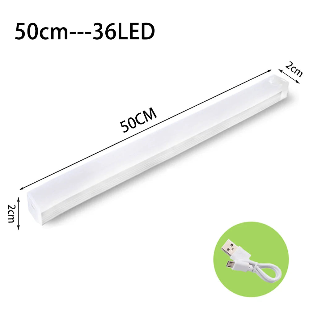A white LED light strip measuring 50cm long with 36 LEDs, shown in a profile view.