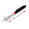 A silver telescoping magnetic pick-up tool with a black grip and various length markings.
