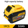 Yellow and black high-capacity 9.0Ah lithium-ion battery for power tools