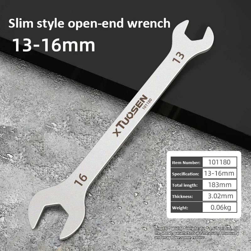 Silver XTUOSEN slim style open-end wrench measuring 13-16mm and 16mm.